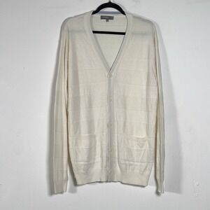 Fossil‎ Cotton Cashmere Blend Cardigan Sweater Mens Sz XL Beige Front Pockets